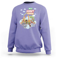 Wild About Learning Sweatshirt Back To School Zoo Animals Student Rainbow - Wonder Print Shop