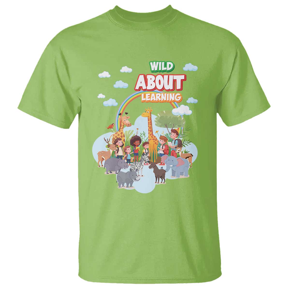 Wild About Learning T Shirt Back To School Zoo Animals Student Rainbow - Wonder Print Shop