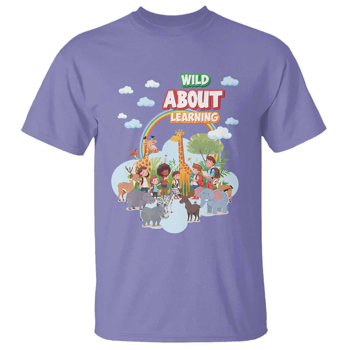 Wild About Learning T Shirt Back To School Zoo Animals Student Rainbow - Wonder Print Shop