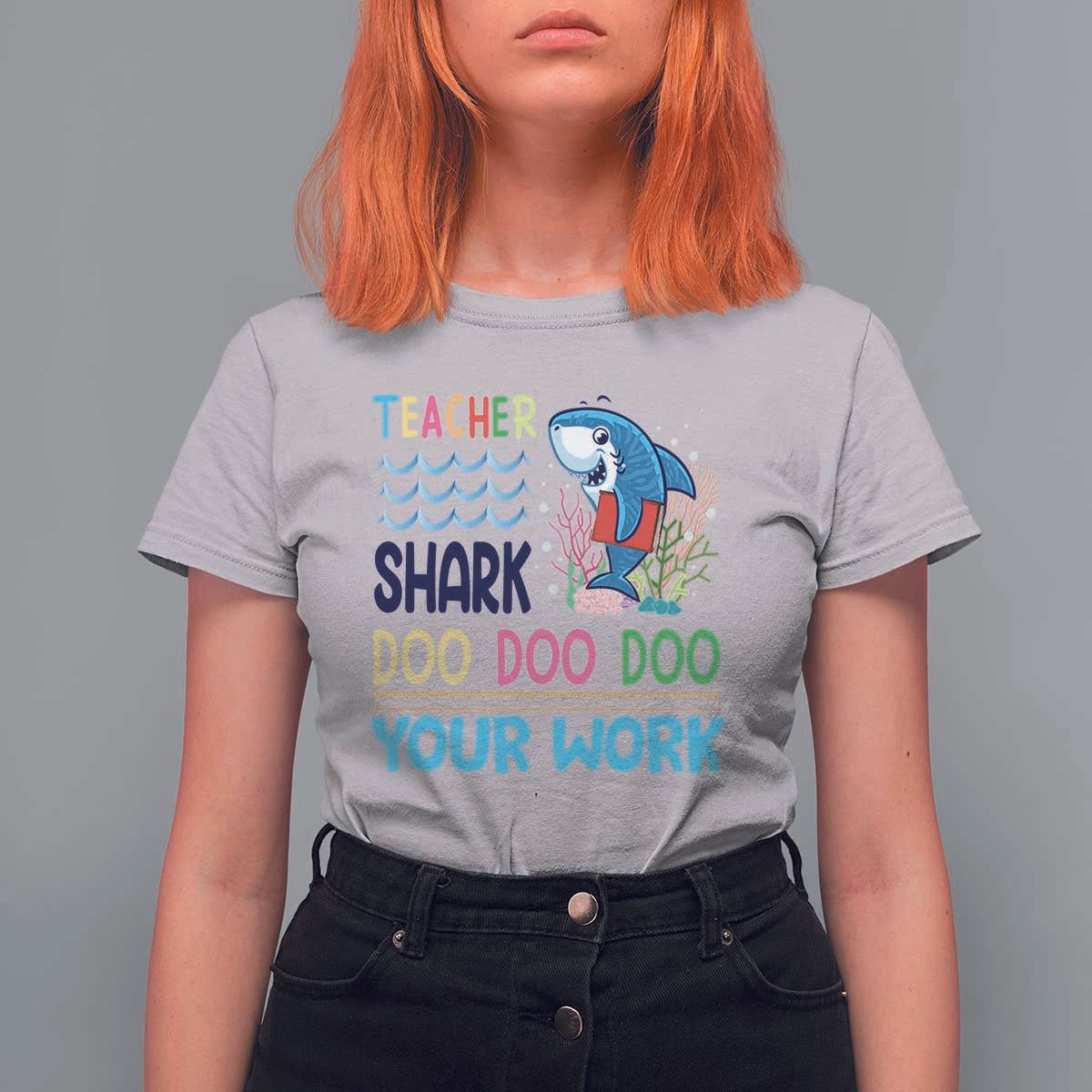 Funny Teacher Shark T Shirt For Women Do Your Work Ruler Back To School - Wonder Print Shop