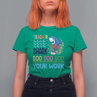 Funny Teacher Shark T Shirt For Women Do Your Work Ruler Back To School - Wonder Print Shop