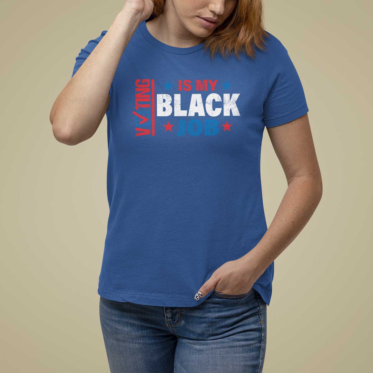 Voting Is My Black Job T Shirt For Women Election Ballot Box Star USA Flag - Wonder Print Shop