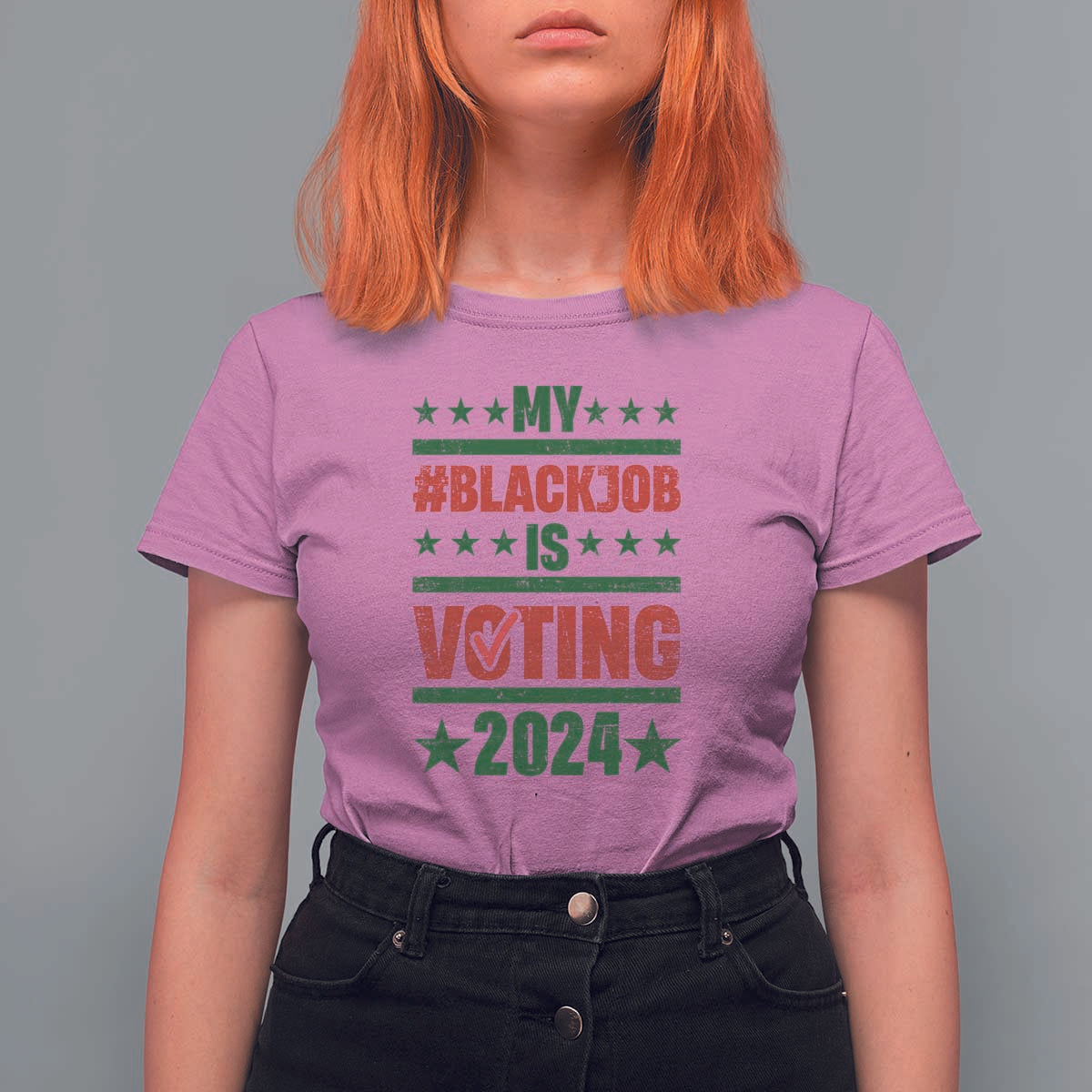 My Black Job Is Voting 2024 T Shirt For Women Election Feminist Star - Wonder Print Shop