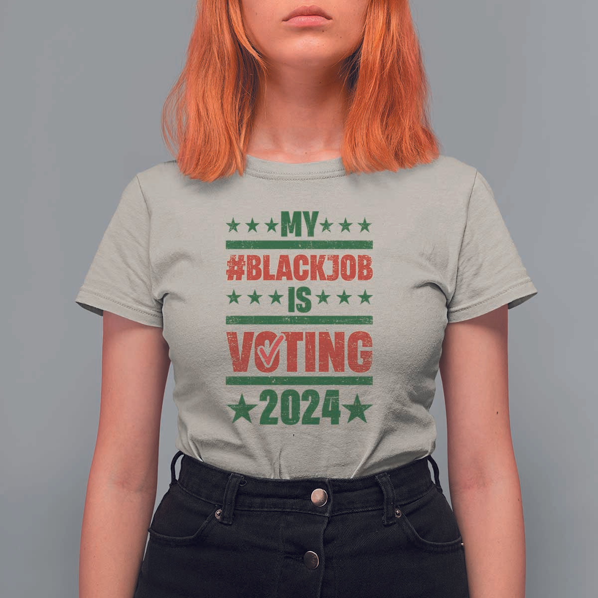 My Black Job Is Voting 2024 T Shirt For Women Election Feminist Star - Wonder Print Shop