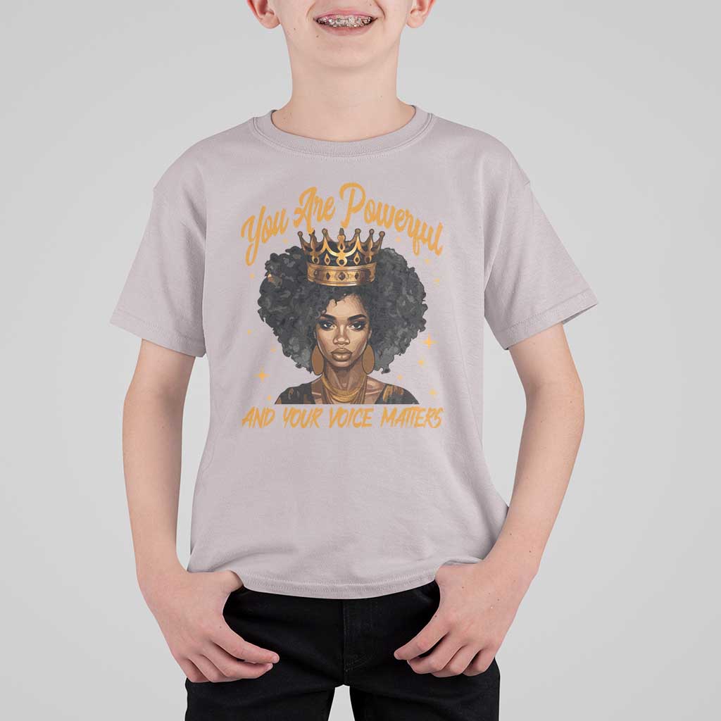 Harris 2024 T Shirt For Kid You Are Powerful And Your Voice Matters Afro Girl - Wonder Print Shop