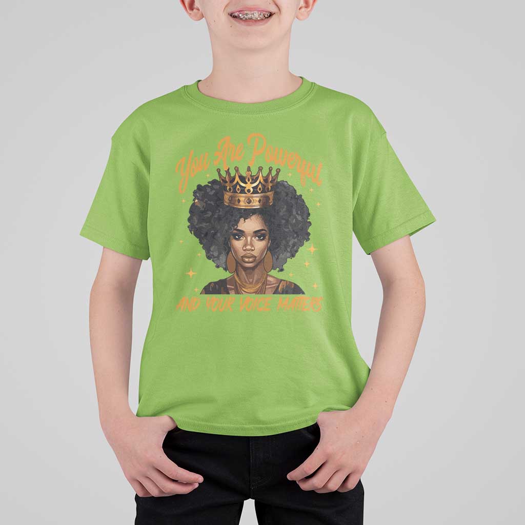 Harris 2024 T Shirt For Kid You Are Powerful And Your Voice Matters Afro Girl - Wonder Print Shop