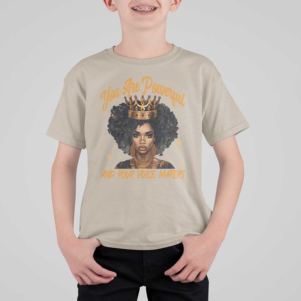 Harris 2024 T Shirt For Kid You Are Powerful And Your Voice Matters Afro Girl - Wonder Print Shop