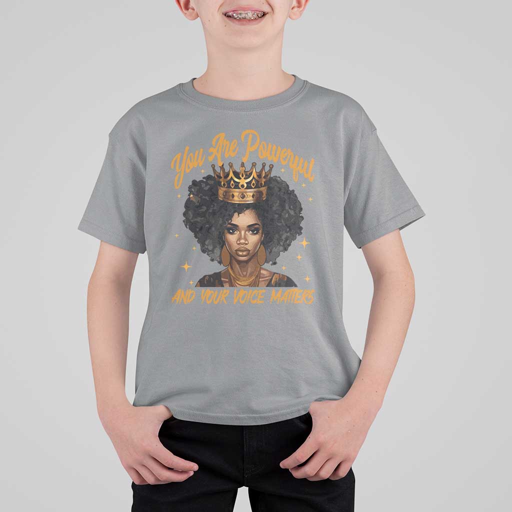 Harris 2024 T Shirt For Kid You Are Powerful And Your Voice Matters Afro Girl - Wonder Print Shop