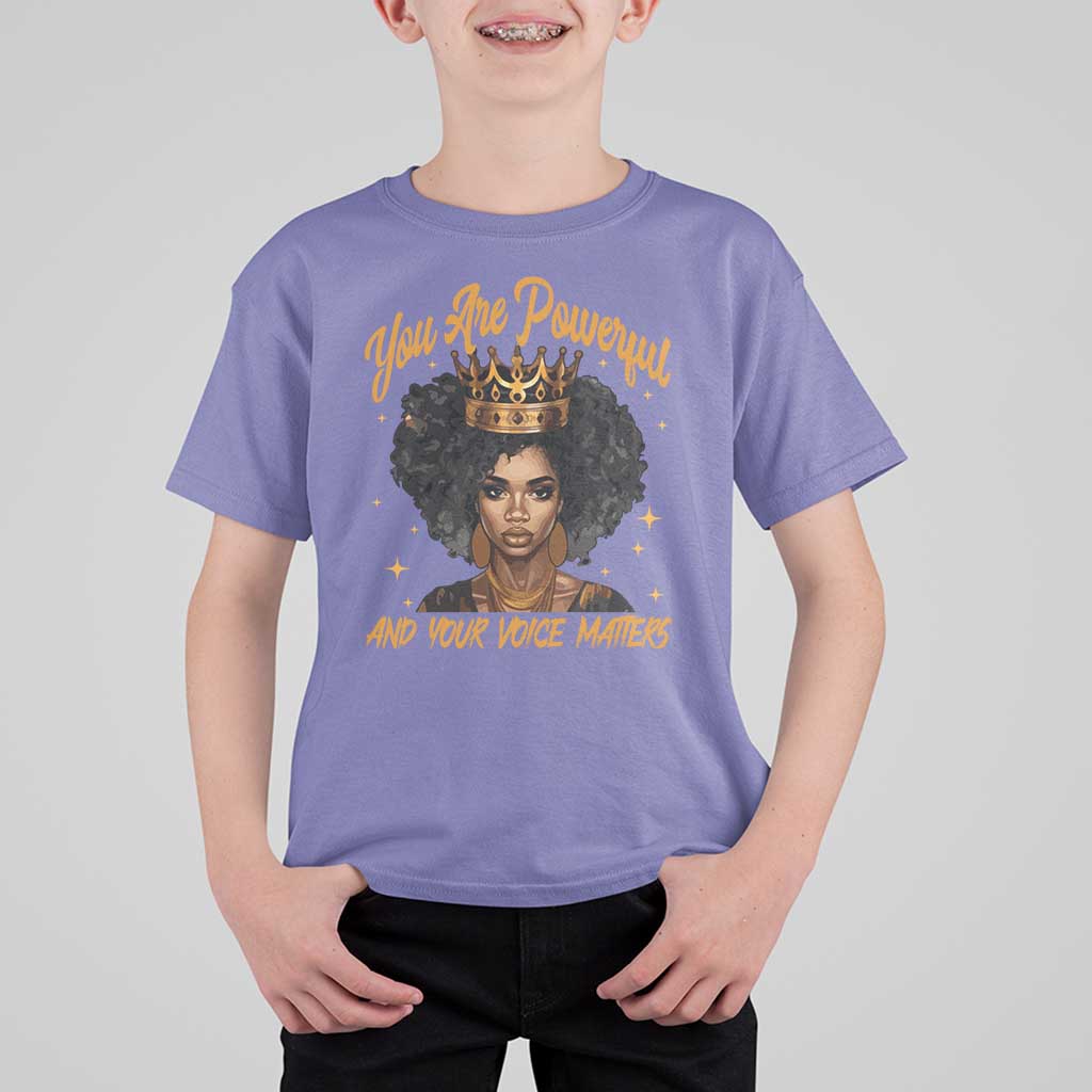 Harris 2024 T Shirt For Kid You Are Powerful And Your Voice Matters Afro Girl - Wonder Print Shop