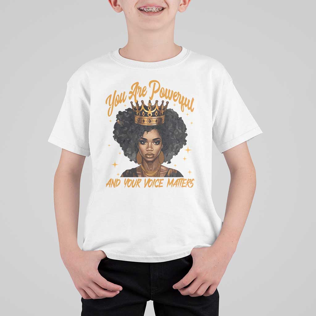 Harris 2024 T Shirt For Kid You Are Powerful And Your Voice Matters Afro Girl - Wonder Print Shop