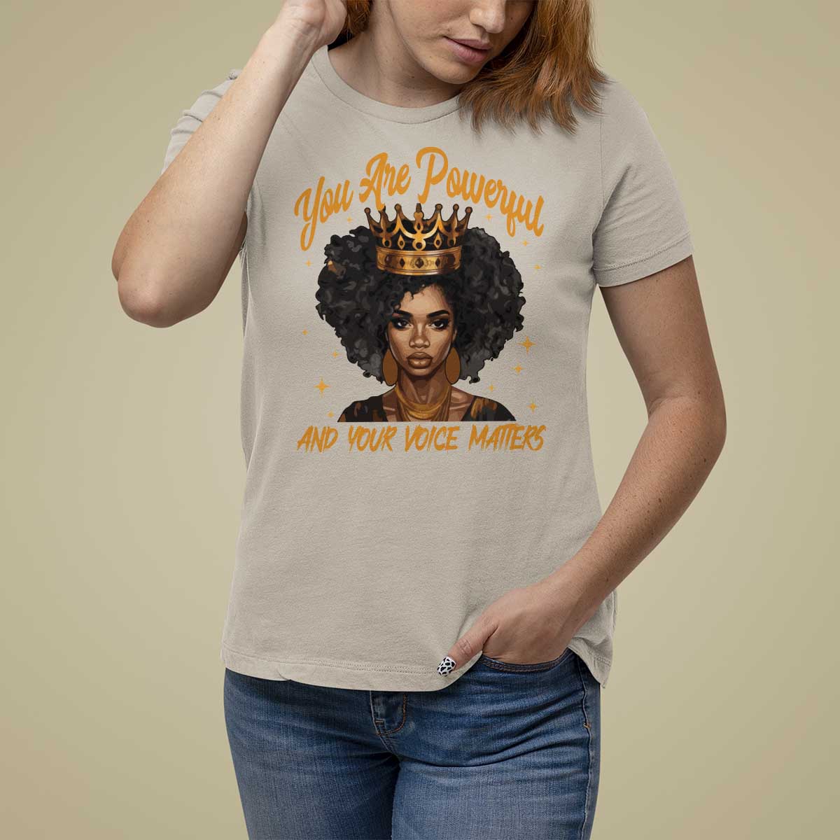 Harris 2024 T Shirt For Women You Are Powerful And Your Voice Matters Afro Girl - Wonder Print Shop