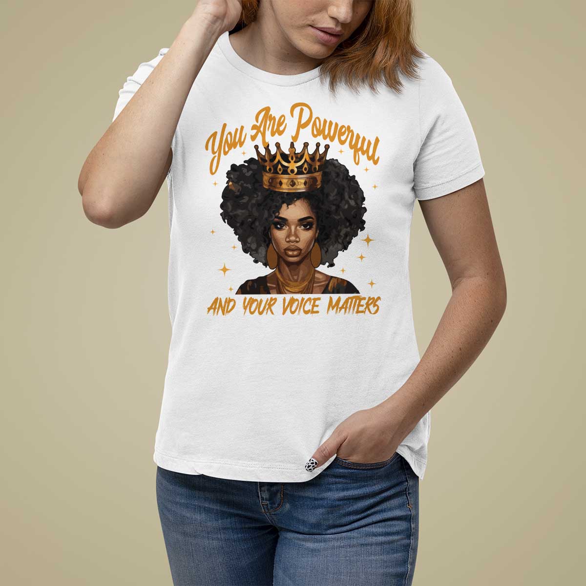 Harris 2024 T Shirt For Women You Are Powerful And Your Voice Matters Afro Girl - Wonder Print Shop