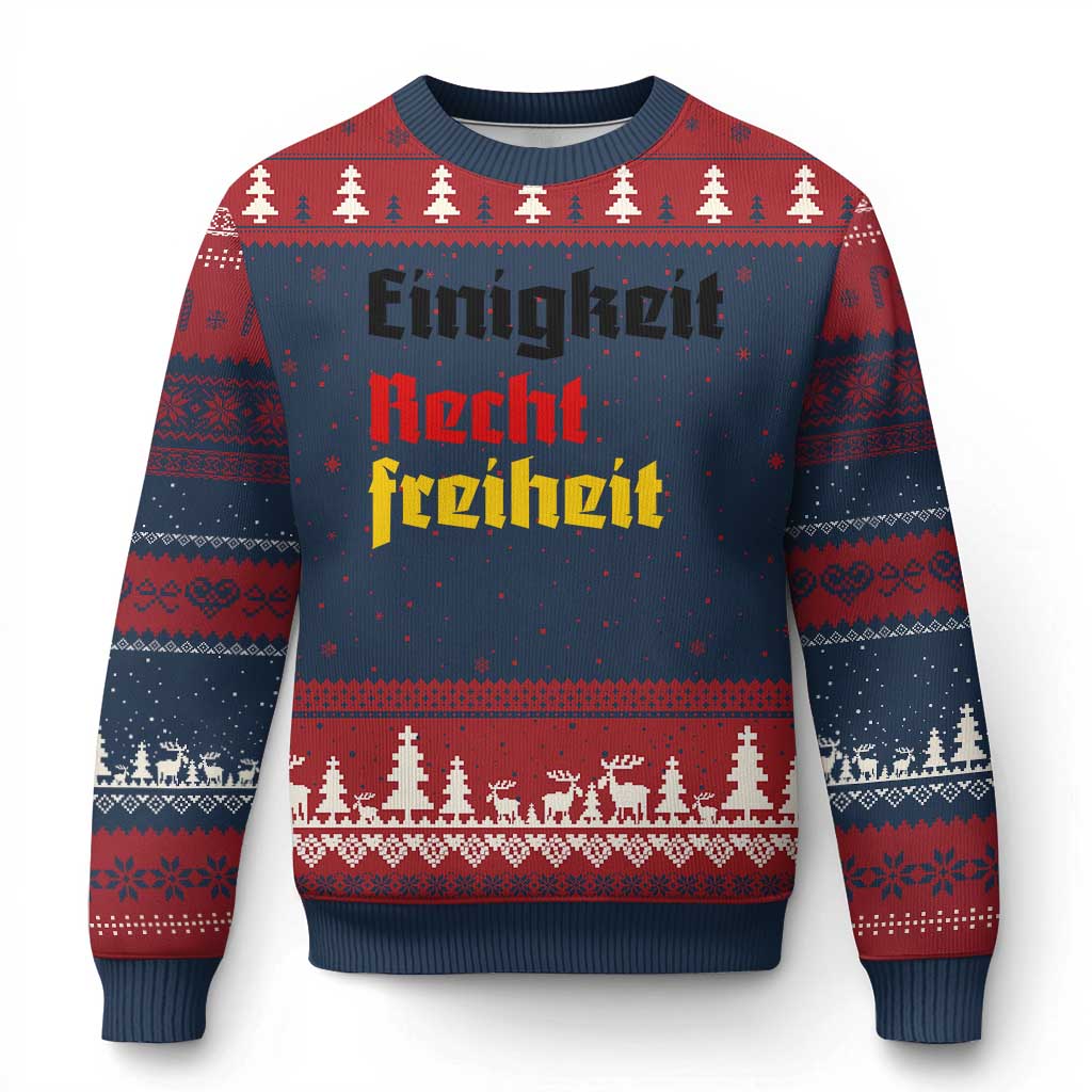 German Heritage Ugly Christmas Sweater Einigkeit Recht Freiheit Germany Flag - Wonder Print Shop