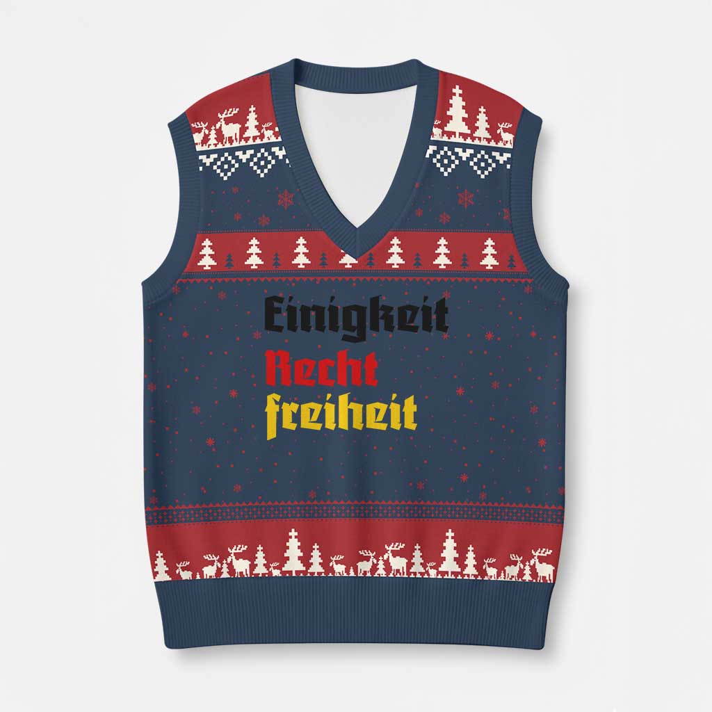 German Heritage V-Neck Knit Sweater Vest Einigkeit Recht Freiheit Germany Flag - Wonder Print Shop