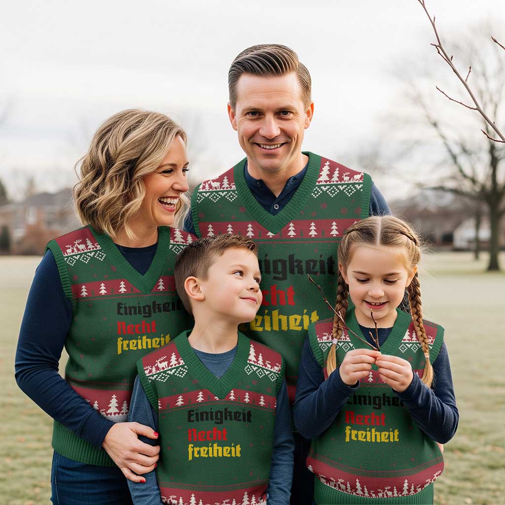 German Heritage V-Neck Knit Sweater Vest Einigkeit Recht Freiheit Germany Flag - Wonder Print Shop