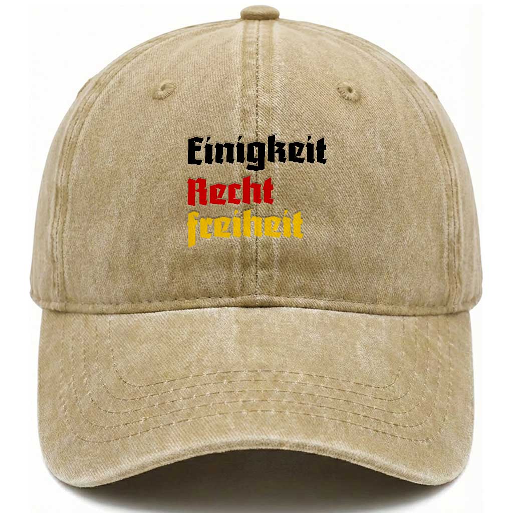 German Heritage Washed Cotton Baseball Cap Einigkeit Recht Freiheit Germany Flag
