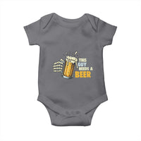 Funny This Guy Needs A Beer Baby Onesie Beer Drinking Skeleton Hand - Wonder Print Shop