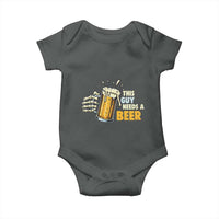 Funny This Guy Needs A Beer Baby Onesie Beer Drinking Skeleton Hand - Wonder Print Shop