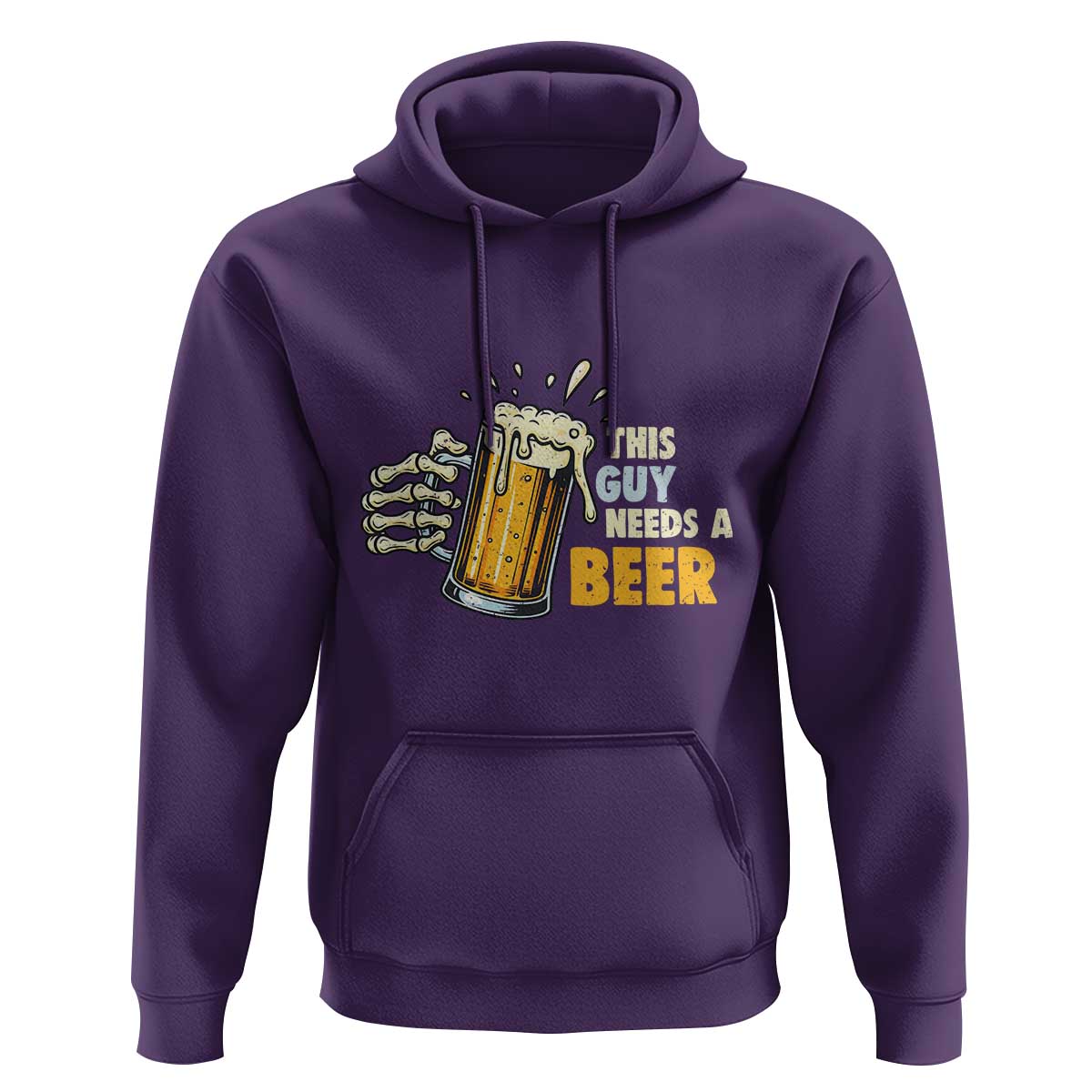 Funny This Guy Needs A Beer Hoodie Beer Drinking Skeleton Hand - Wonder Print Shop