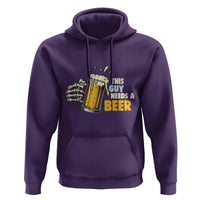 Funny This Guy Needs A Beer Hoodie Beer Drinking Skeleton Hand - Wonder Print Shop
