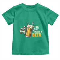 Funny This Guy Needs A Beer Toddler T Shirt Beer Drinking Skeleton Hand - Wonder Print Shop