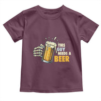 Funny This Guy Needs A Beer Toddler T Shirt Beer Drinking Skeleton Hand - Wonder Print Shop