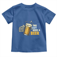 Funny This Guy Needs A Beer Toddler T Shirt Beer Drinking Skeleton Hand - Wonder Print Shop
