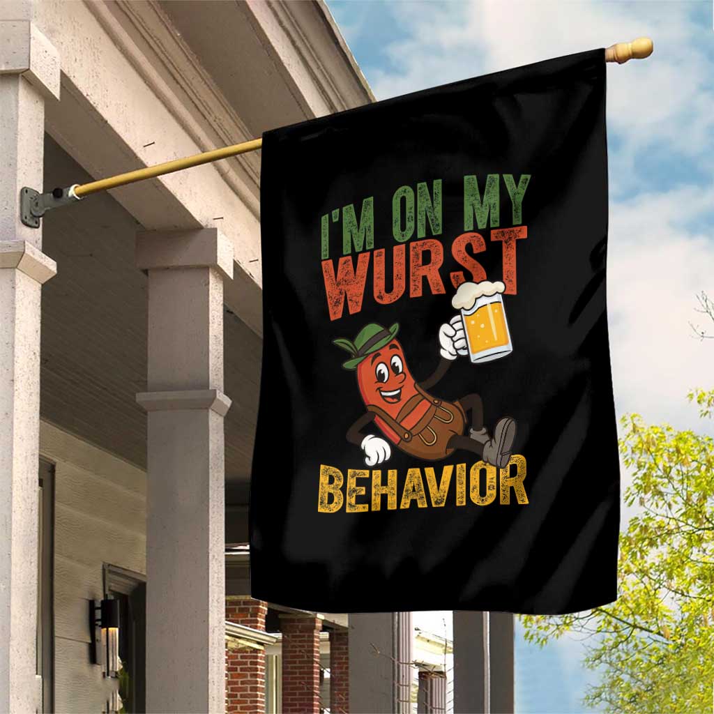 Funny I Am On My Wurst Behavior Garden Flag German Oktoberfest Sausage - Wonder Print Shop
