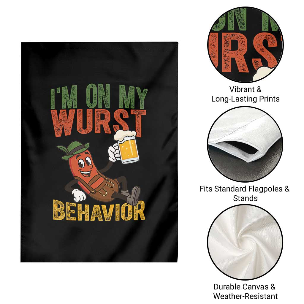 Funny I Am On My Wurst Behavior Garden Flag German Oktoberfest Sausage - Wonder Print Shop
