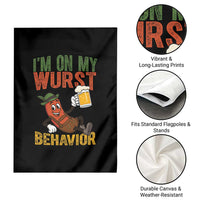 Funny I Am On My Wurst Behavior Garden Flag German Oktoberfest Sausage - Wonder Print Shop