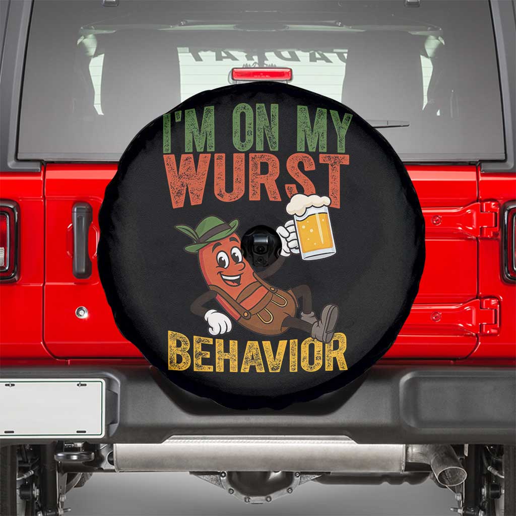 Funny I Am On My Wurst Behavior Spare Tire Cover German Oktoberfest Sausage - Wonder Print Shop