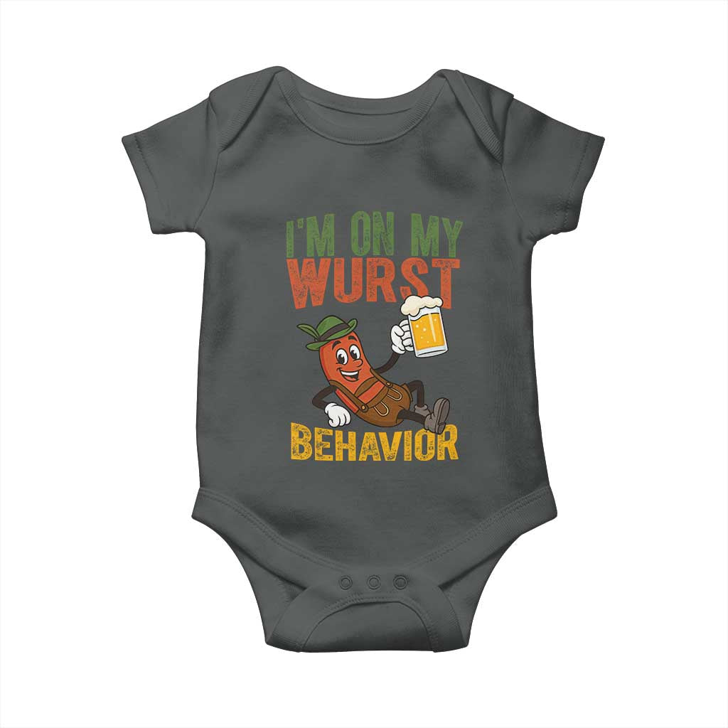 Funny I Am On My Wurst Behavior Baby Onesie German Oktoberfest Sausage - Wonder Print Shop