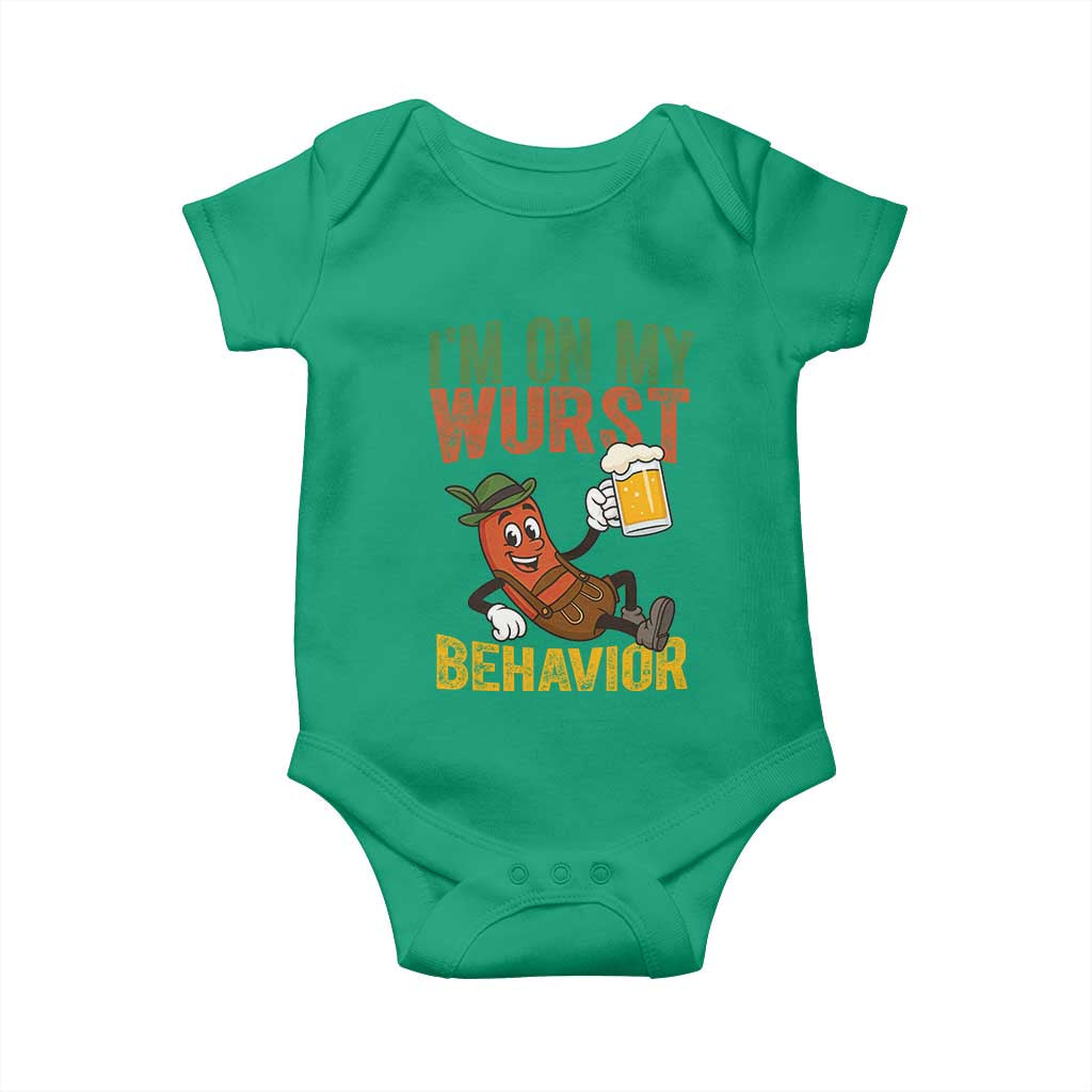 Funny I Am On My Wurst Behavior Baby Onesie German Oktoberfest Sausage - Wonder Print Shop