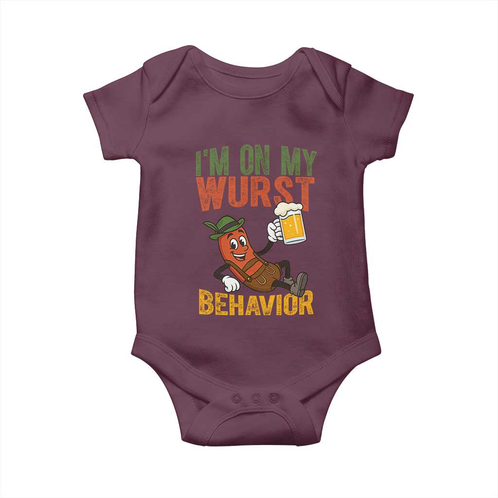 Funny I Am On My Wurst Behavior Baby Onesie German Oktoberfest Sausage - Wonder Print Shop