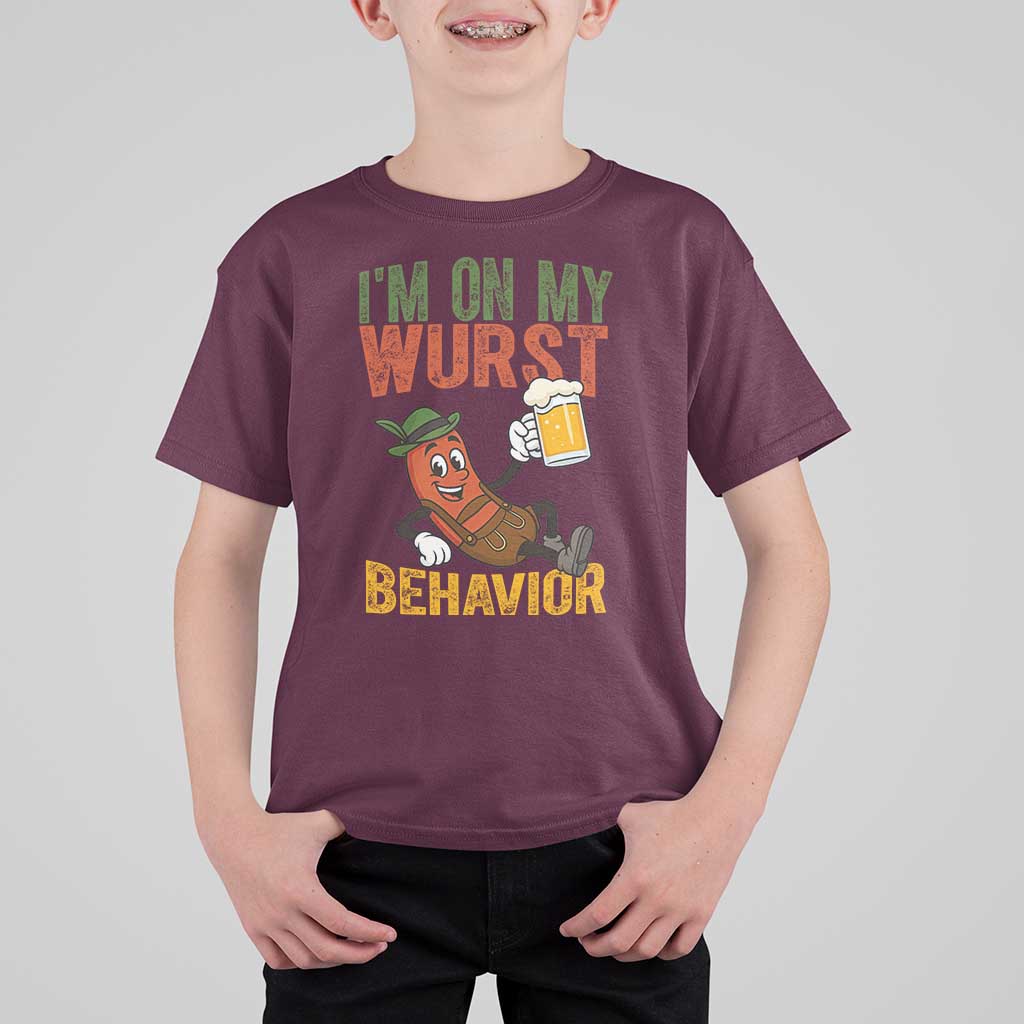 Funny I Am On My Wurst Behavior T Shirt For Kid German Oktoberfest Sausage - Wonder Print Shop