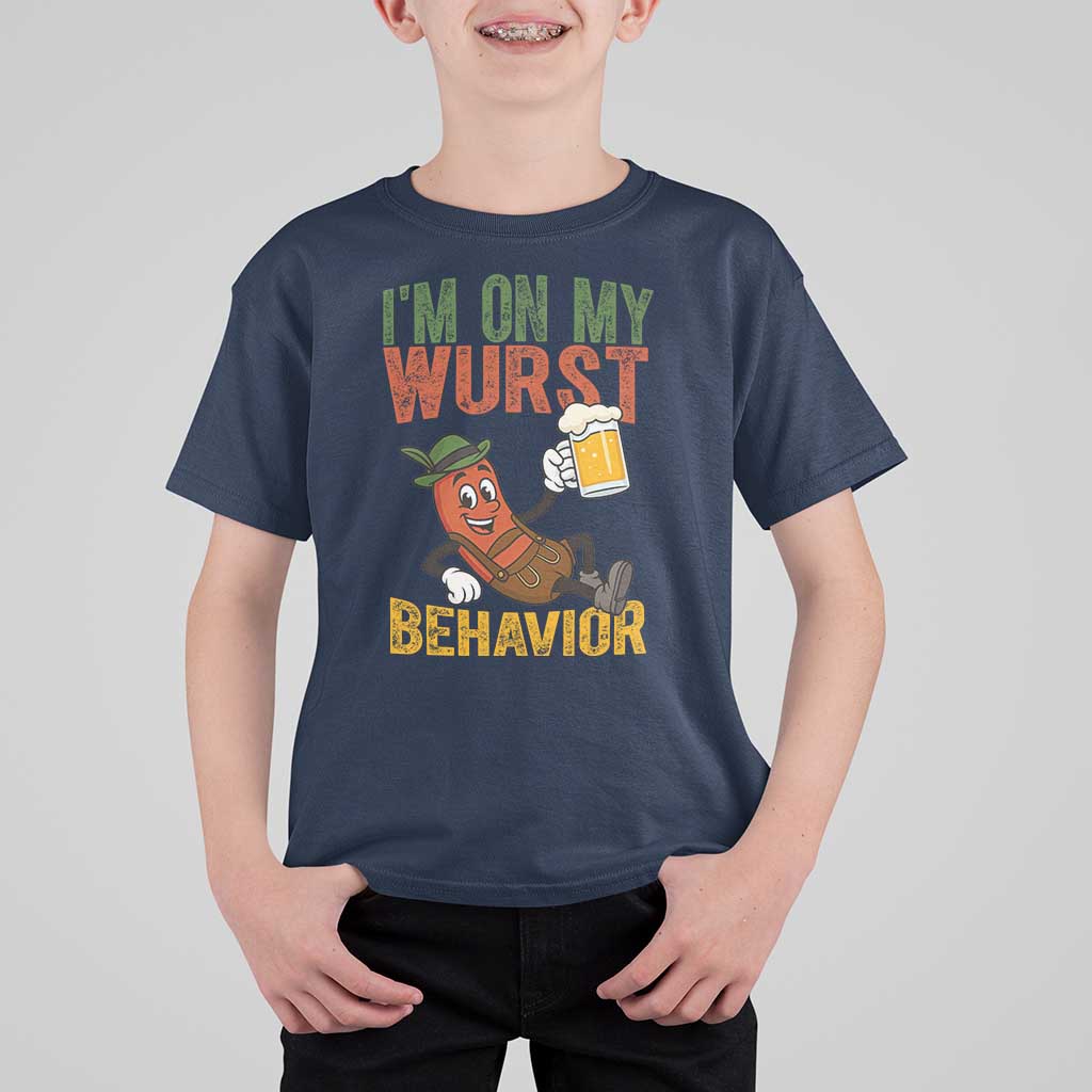 Funny I Am On My Wurst Behavior T Shirt For Kid German Oktoberfest Sausage - Wonder Print Shop
