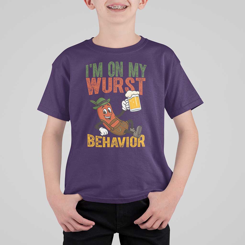 Funny I Am On My Wurst Behavior T Shirt For Kid German Oktoberfest Sausage - Wonder Print Shop