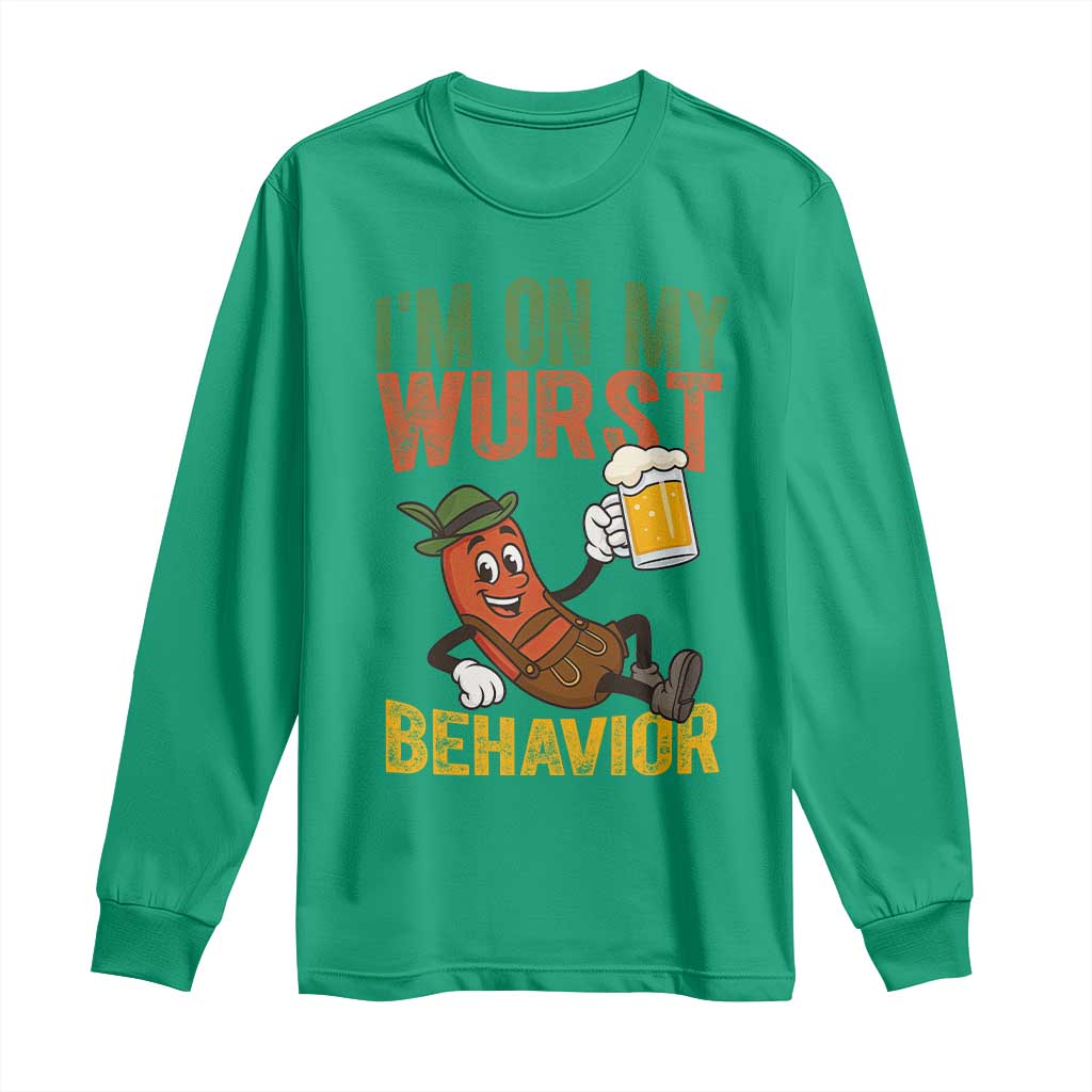 Funny I Am On My Wurst Behavior Long Sleeve Shirt German Oktoberfest Sausage - Wonder Print Shop