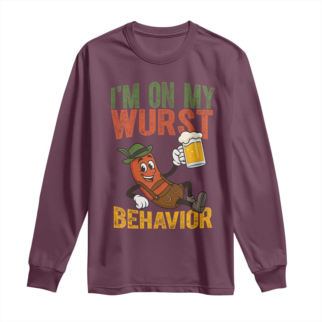 Funny I Am On My Wurst Behavior Long Sleeve Shirt German Oktoberfest Sausage - Wonder Print Shop