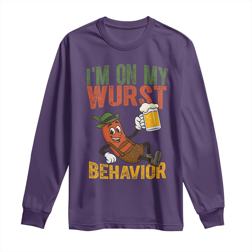Funny I Am On My Wurst Behavior Long Sleeve Shirt German Oktoberfest Sausage - Wonder Print Shop
