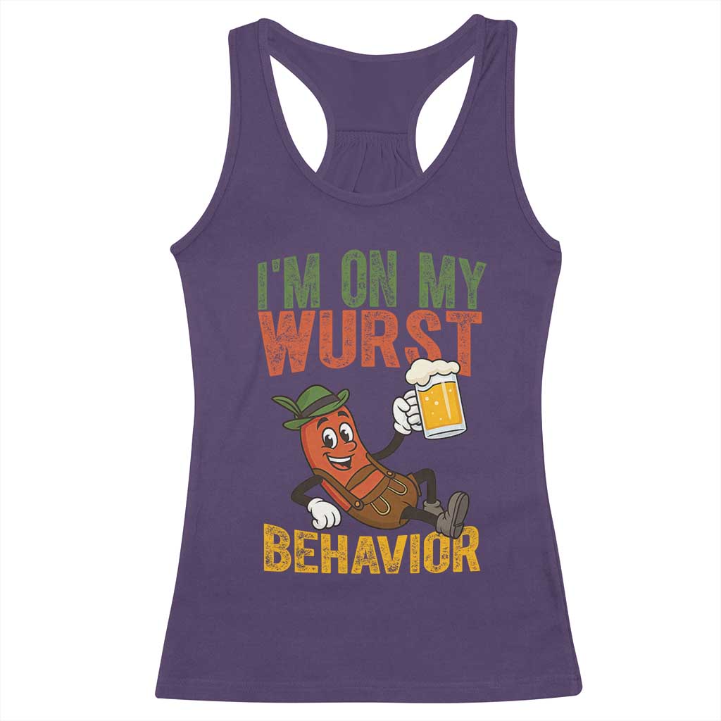 Funny I Am On My Wurst Behavior Racerback Tank Top German Oktoberfest Sausage - Wonder Print Shop