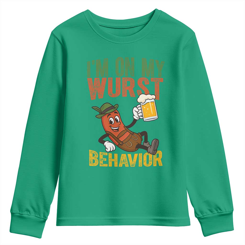 Funny I Am On My Wurst Behavior Youth Sweatshirt German Oktoberfest Sausage - Wonder Print Shop