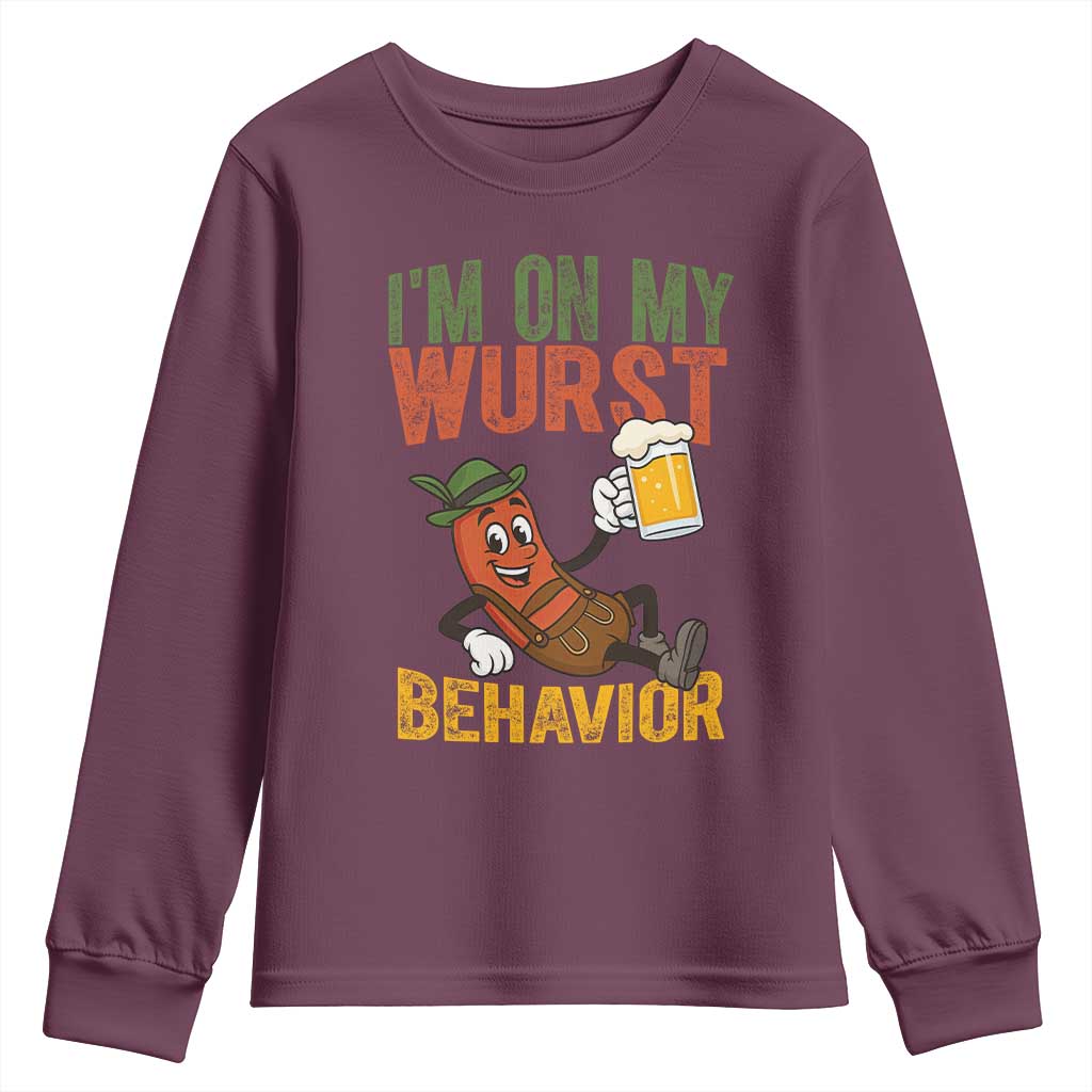 Funny I Am On My Wurst Behavior Youth Sweatshirt German Oktoberfest Sausage - Wonder Print Shop