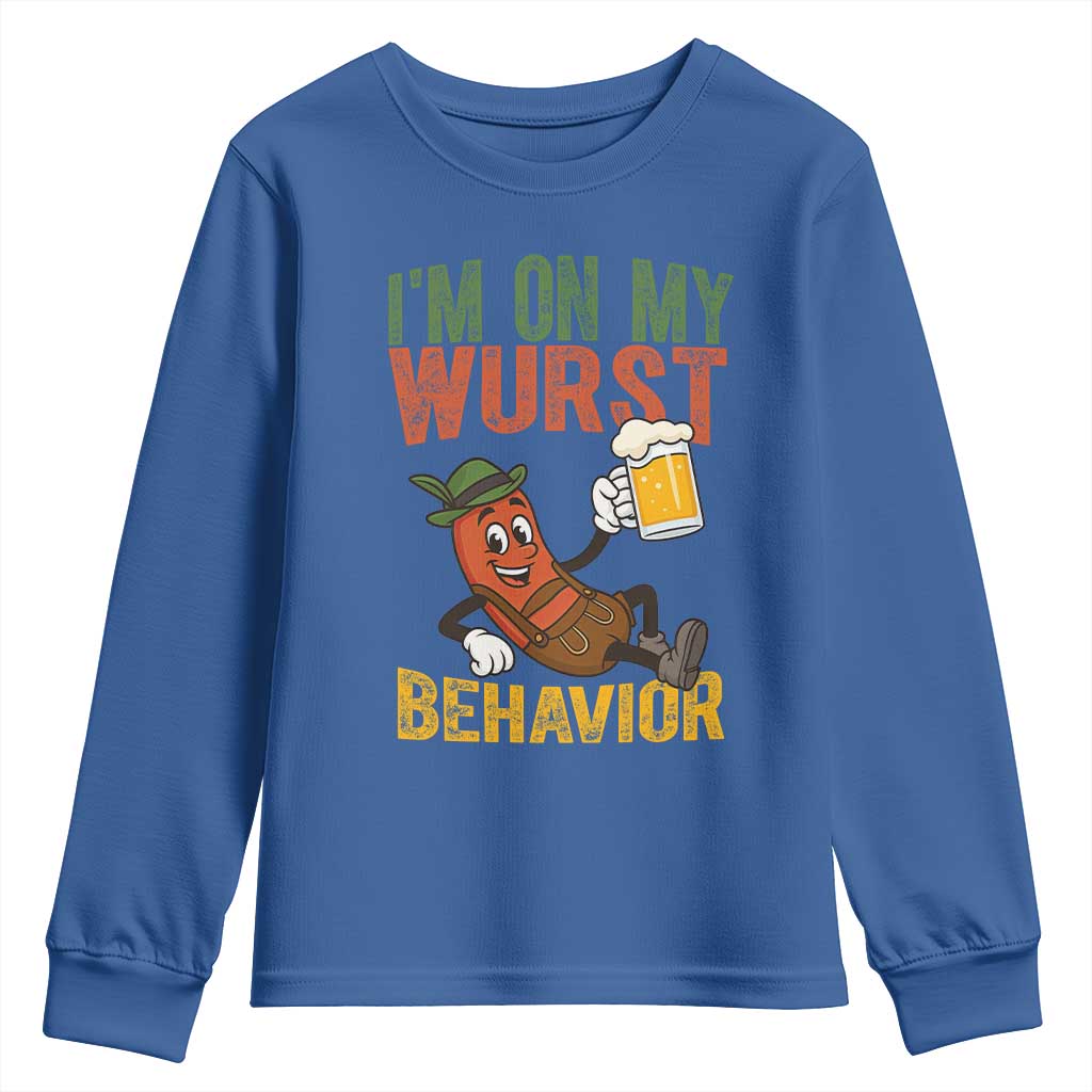 Funny I Am On My Wurst Behavior Youth Sweatshirt German Oktoberfest Sausage - Wonder Print Shop
