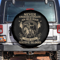 Never Underestimate An Old Man Who Has Native Blood Spare Tire Cover Native American Warrior - Wonder Print Shop