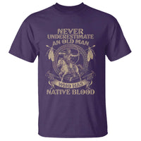 Never Underestimate An Old Man Who Has Native Blood T Shirt Native American Warrior - Wonder Print Shop