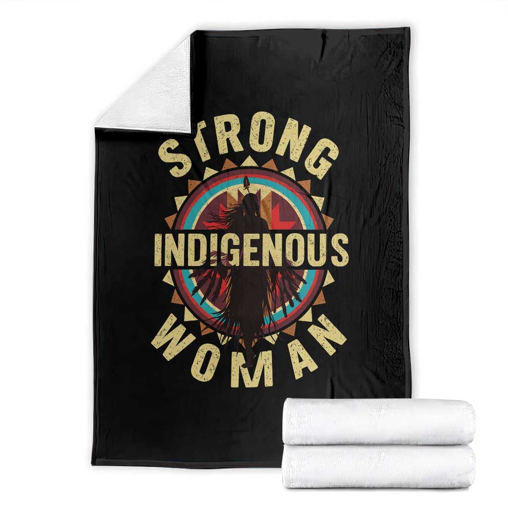Strong Indigenous Woman Empowerment Throw Blanket Native American - Wonder Print Shop
