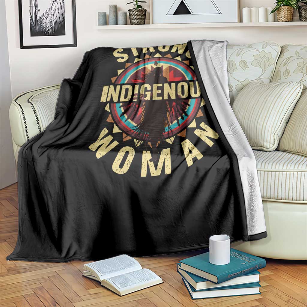 Strong Indigenous Woman Empowerment Throw Blanket Native American - Wonder Print Shop