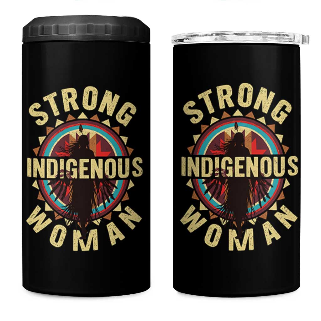 Strong Indigenous Woman Empowerment 4 in 1 Can Cooler Tumbler Native American - Wonder Print Shop