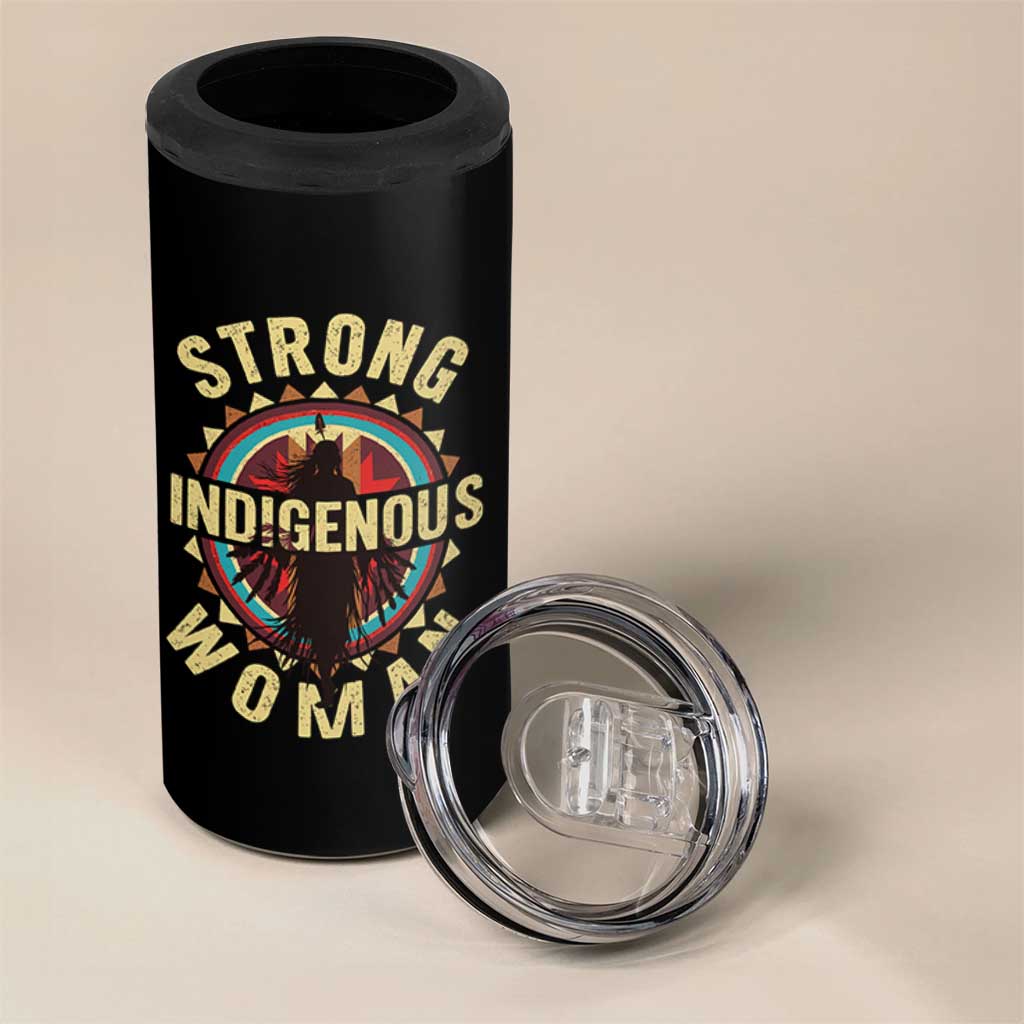 Strong Indigenous Woman Empowerment 4 in 1 Can Cooler Tumbler Native American - Wonder Print Shop